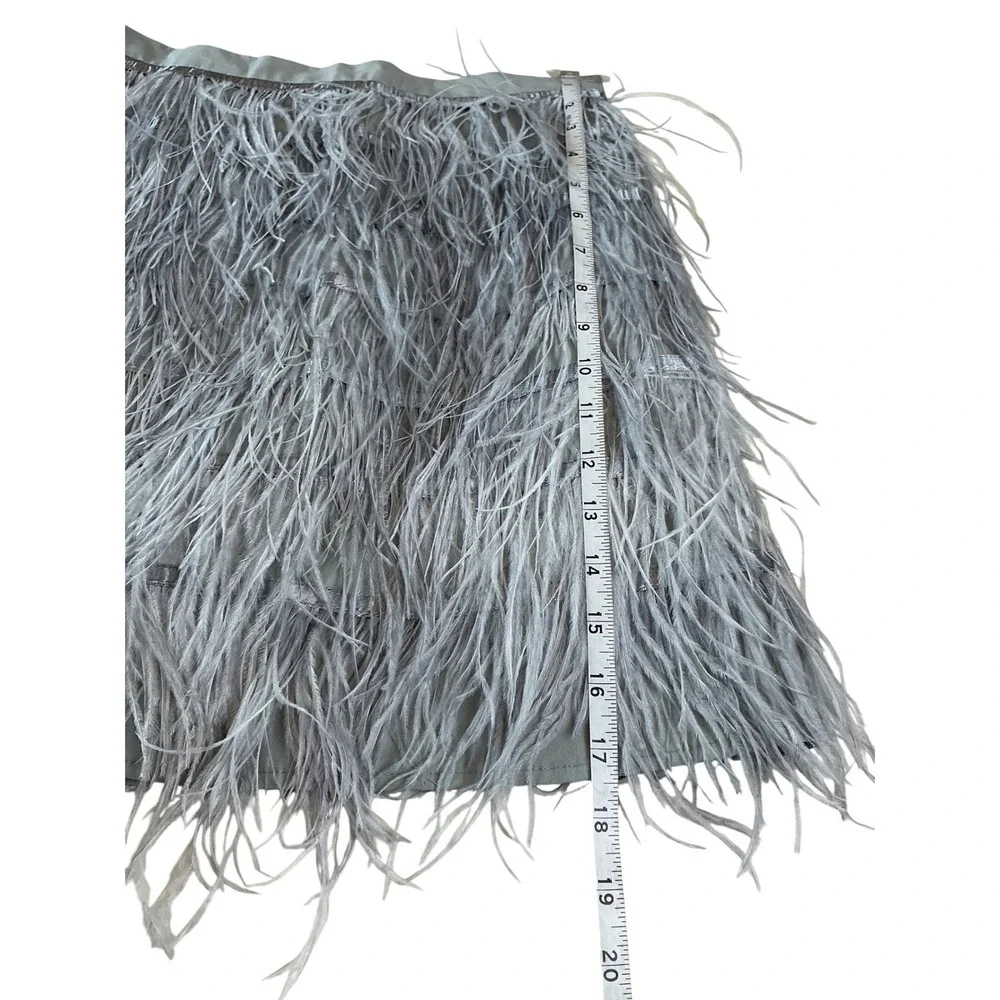 The‎ Queen  of Sparkles Grey Feather Mini Skort NWT Size L Party Glam Skirt